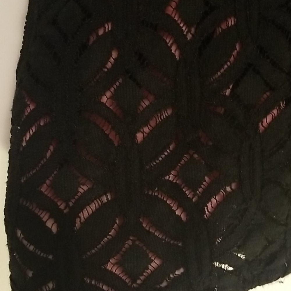 Truly Poppy black lace front blouse